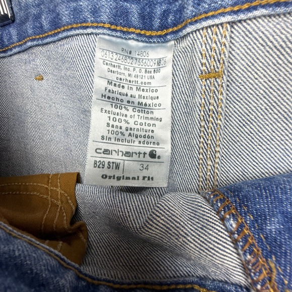 Carhartt Denim Jean Work Shorts Size 34 B28 STW Stonewash NWT NOS - Picture 4 of 10